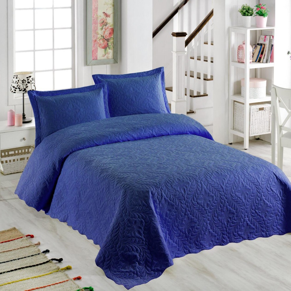 ÖRTÜM Tek Kişilik Düz Yatak Örtüsü Takımı Lacivert