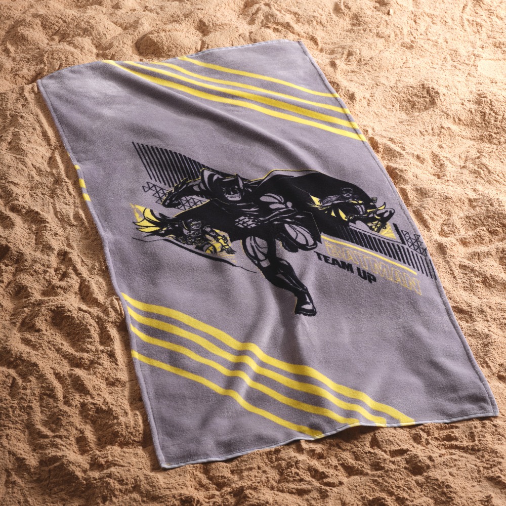 WB BATMAN Pamuk Kadife Baskılı  Plaj Havlusu GRİ-WB1303
